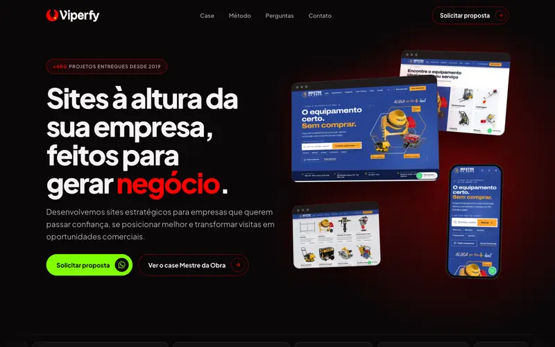 Página inicial do site da Viperfy